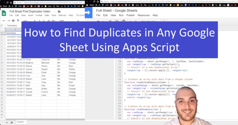 Google Apps Script: Find Duplicates in Sheets
