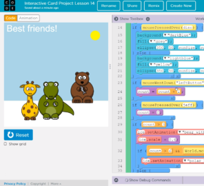 interactive card tutorial screenshot of card